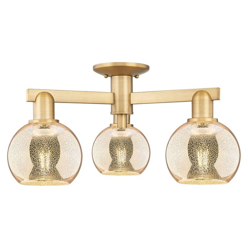 Innovations Lighting Endless Possibilities Arcadia - Athens - 3 Light 23" Semi-Flush Mount - Mercury/Brushed Brass