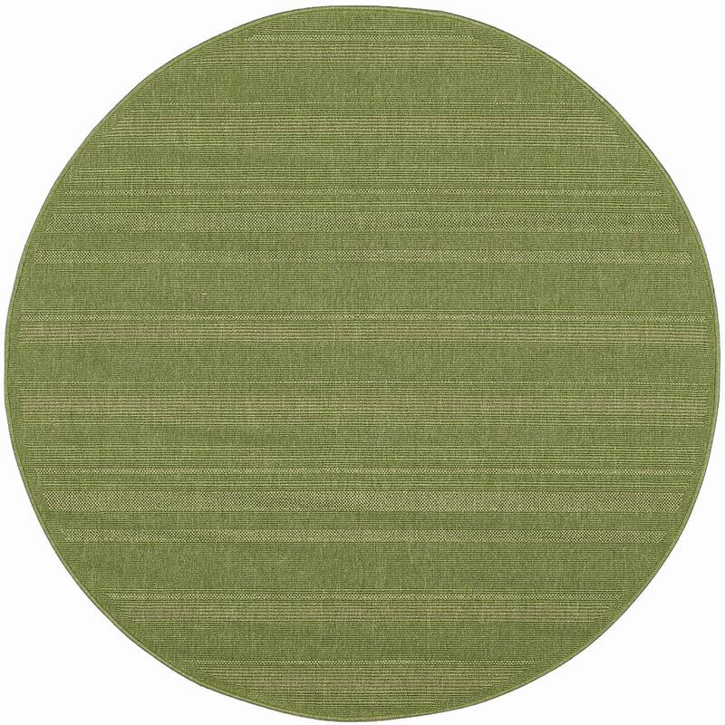 8' Round Green Round Stain Resistant Indoor Outdoor Area Rug 6' x 7