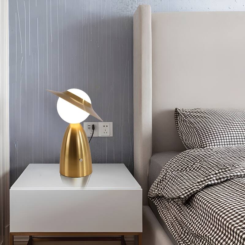Cap Lady Table Lamp Gold Hat Desk Lamp Bedside Led Integrated Build-in Battery - N/A