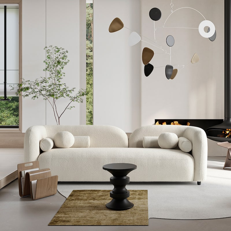 Milet Luxury Modern Boucle Fabric Curved Arm Sofa