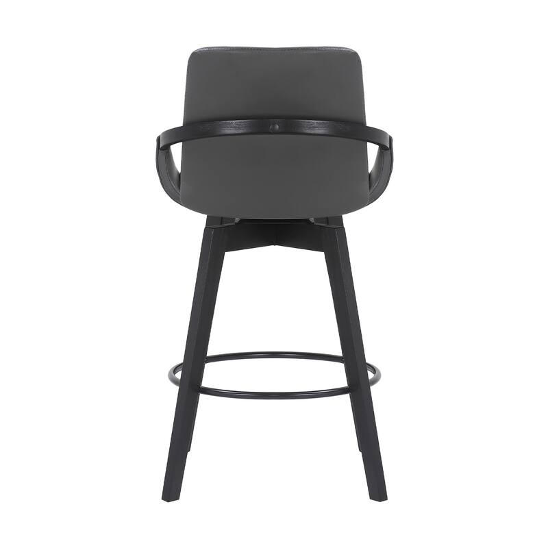 Fabric Swivel Bar Stool with Arms, Full Back and Iron Footrest Frame