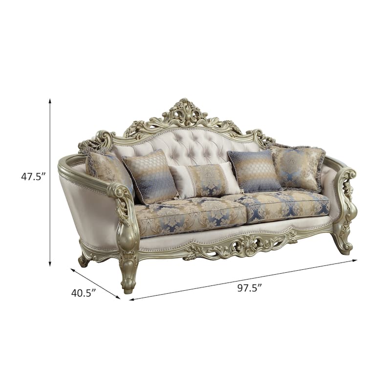 Corvallis Cream and Golden Ivory Button-Tufted Sofa
