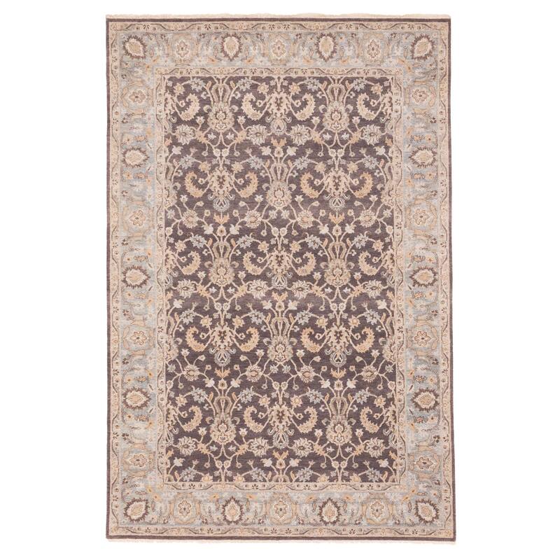 ECARPETGALLERY Hand-knotted Jamshidpour Dark Brown Wool Rug - 6'1 x 9'1