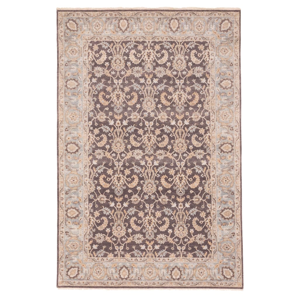ECARPETGALLERY Hand-knotted Jamshidpour Dark Brown Wool Rug - 6'1 x 9'1