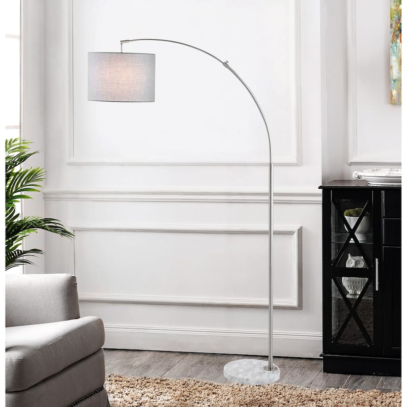 GetLedel 72-inch Modern Arch Floor Lamp with White Marble Base - Nickel