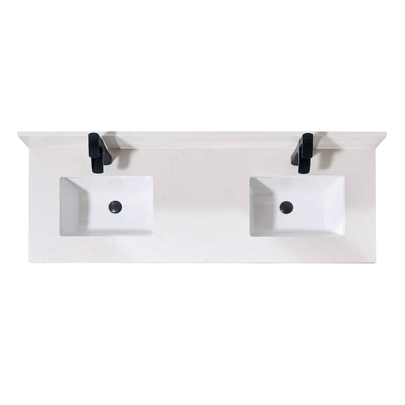 Altair 61 in. Belluno Engineered stone Vanity Top in Milano White with White Sink without Vanity