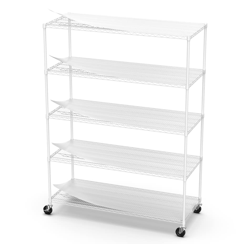 5 Tier Shelf Wire Shelvin,with Wheels & Shelf Liners