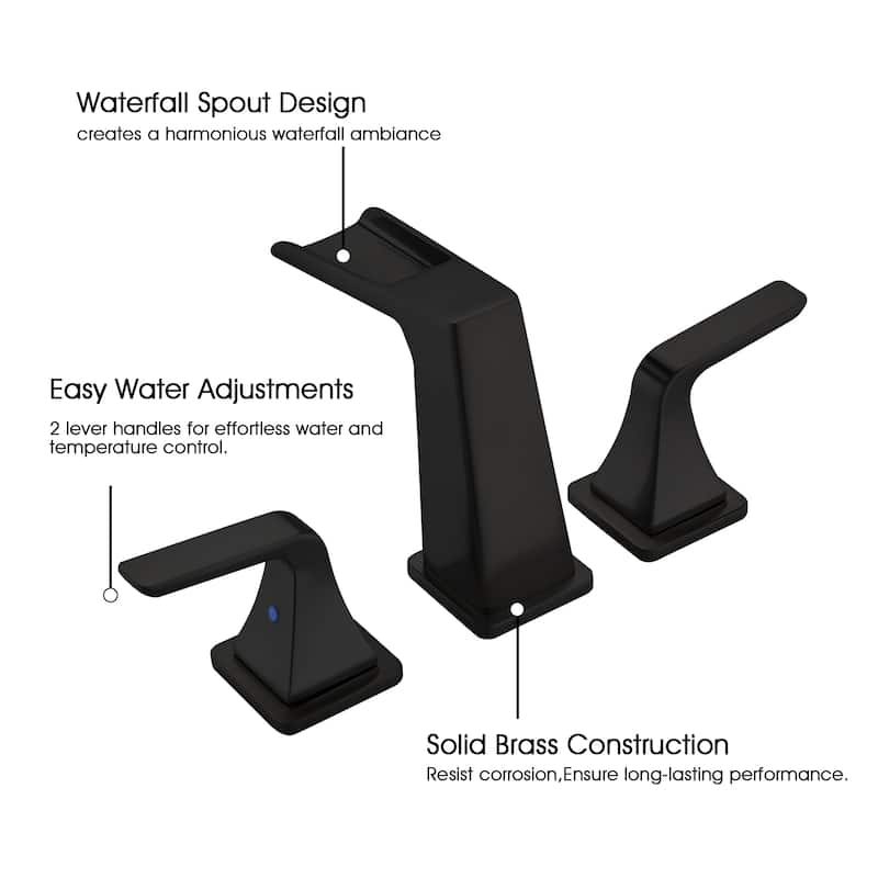 BATHLET 2 Handle Waterfall Bathroom Sink Faucet with Pop Up