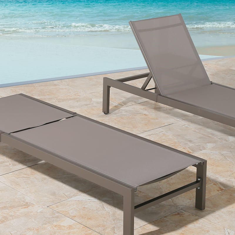 Patio Outdoor Aluminum Chaise Adjustable Recliner Lounger with Wheels