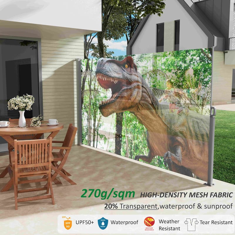 71"x138" Retractable Side Awning Screen, Semi-transparent with UV printing,UPF50+