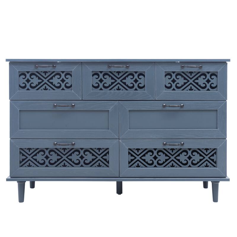 7 Drawer Cabinet Storage Sideboard for Bedroom, Living Room - Blue