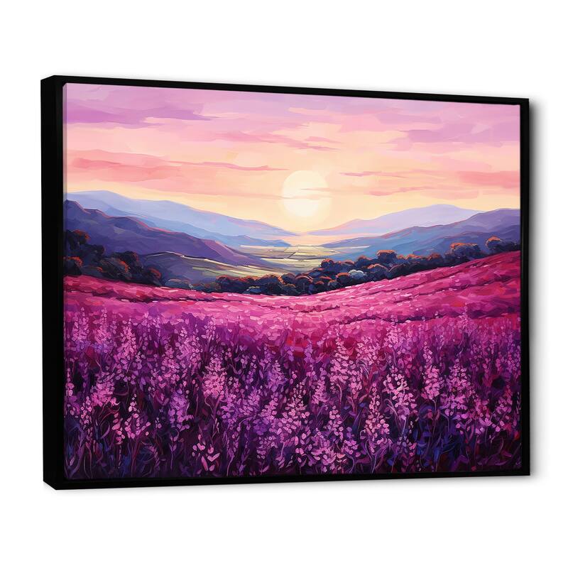 Designart "Bloomed Flower Horizons At Sunset I" Flower Framed Wall Art Prints