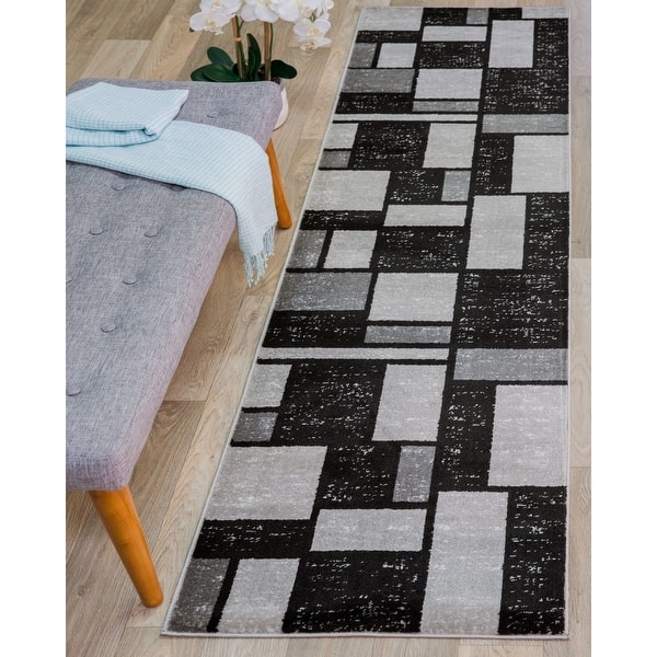 Rugshop Modern Distressed Boxes Area Rug 7' 10 x 10' Gray Rugshop Modern Distressed Boxes Area Rug 7' 10 x 10' Gray