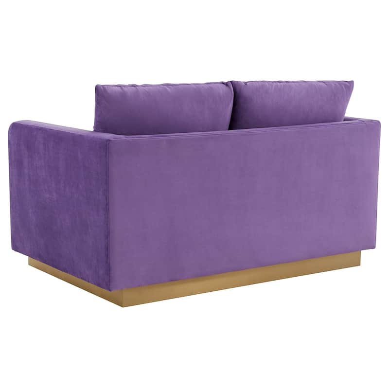 Nervo Modern Accent Chair Velvet Sofa Loveseat With Gold Base & Cushions, Mini Couch for 2 people for Living Room & Bedroom
