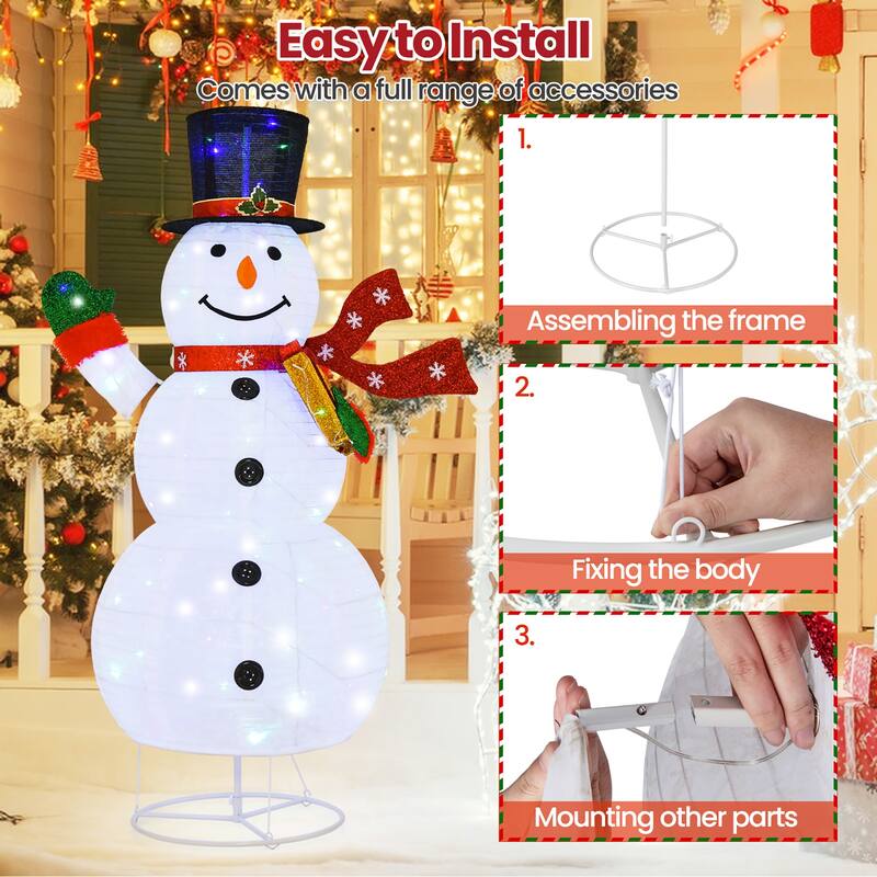 Gymax 6FT Lighted Christmas Snowman w/ Leds Christmas Pre-lit Yard