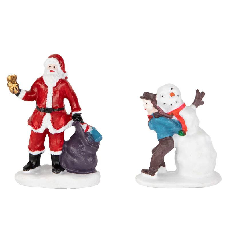 7-Piece Christmas Village Figurine and Tree Display Set