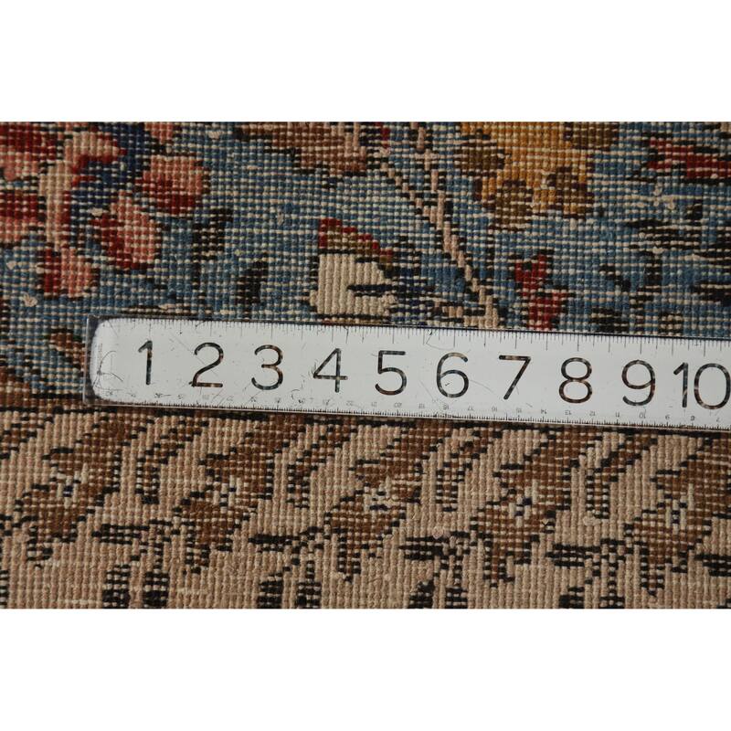 Hand Knotted Oriental 100% Wool Carpet Traditional Floral Beige & Ivories Tabriz Area Rug - 15' 2'' X 10' 1''