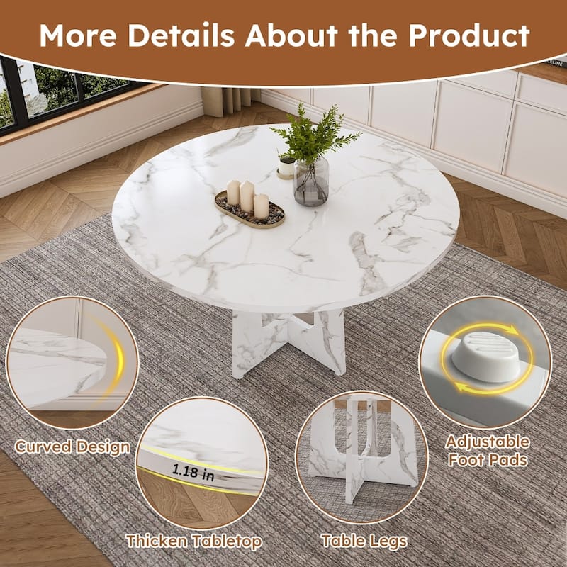 47.24" Farmhouse MDF Circle Round Dining Table