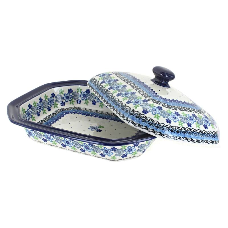 Blue Rose Polish Pottery 662 Ceramika Artystyczna Medium Covered Baker