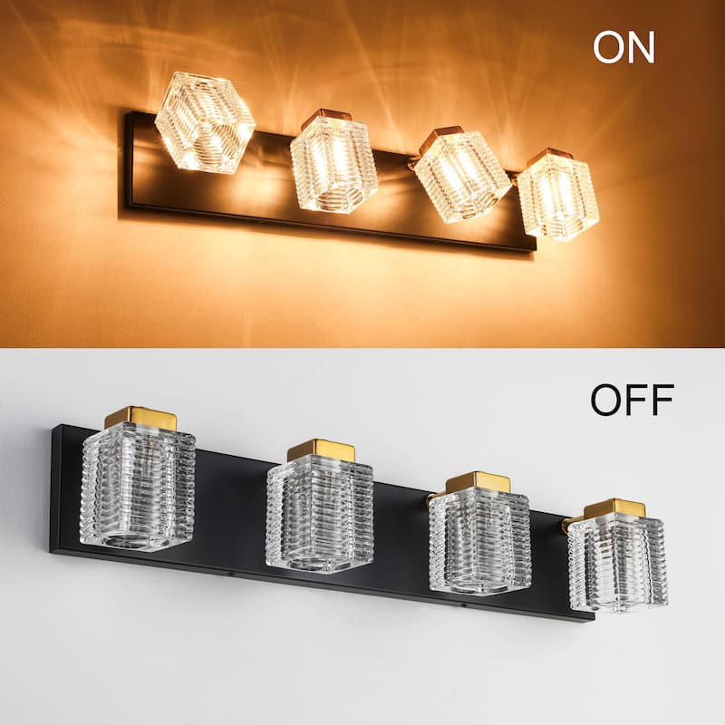 4 Lights Glass Vanity Wall Sconce For Bathroom