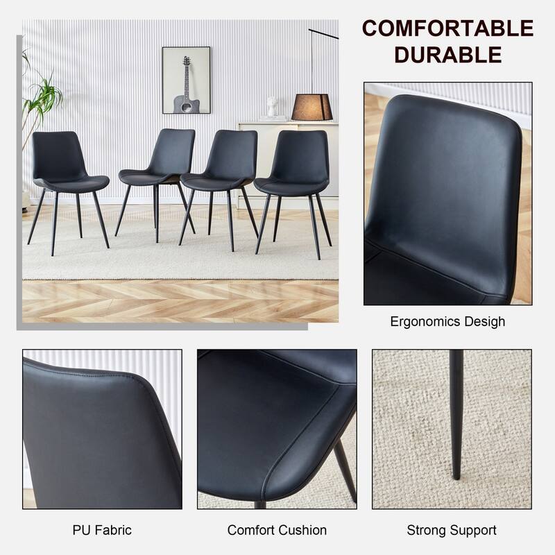 19.6" PU Leather Dining Chair with Metal Legs, Set of 4