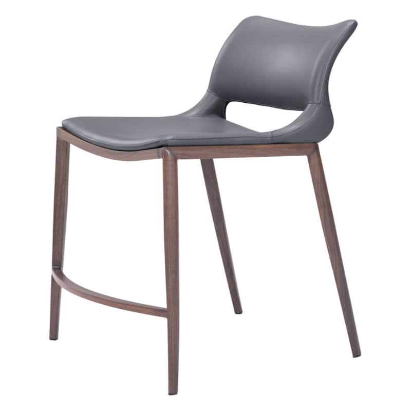 Set of 2 Faux Leather Counter Height Bar Stools with Footrest - 22.4” x 20.1” x 37.2”