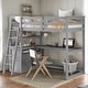 preview thumbnail 2 of 31, Twin Size Loft Bed with Desk and Shelves, Two Built-in Drawers, Gray