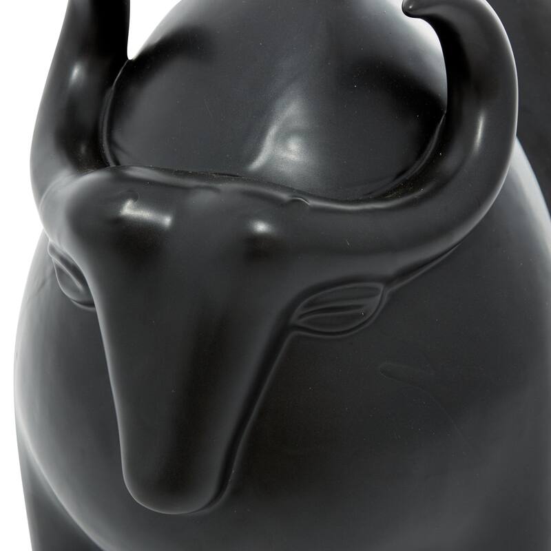 Porcelain Ceramic Bull Handmade Decorative Sculpture - Black - Roche River Decor