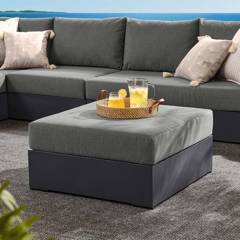 Tahoe Patio Aluminum Ottoman - Gray Charcoal