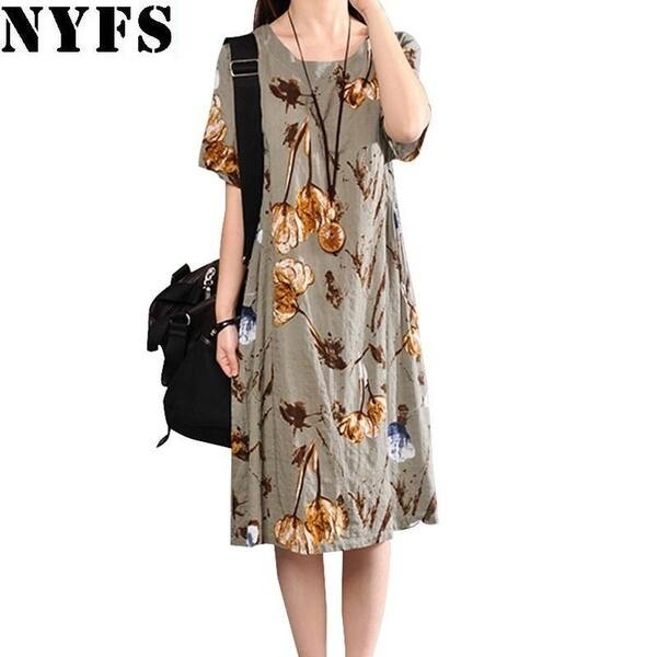 Shop 2018 Summer Dress Casual Plus Size Women Dress Vintage