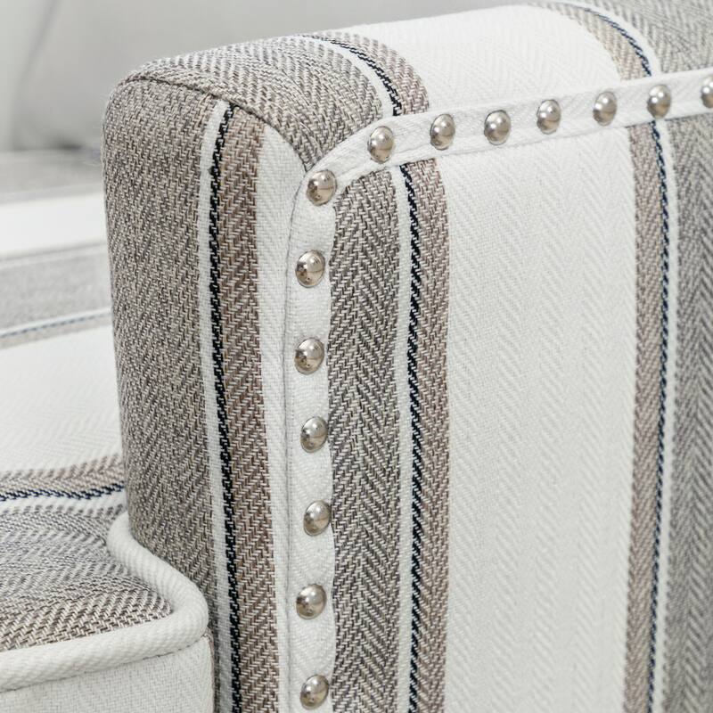 Modern Fabric Accent Chair with Upholstered Armrest Wooden Legs and Pillow for Living Room