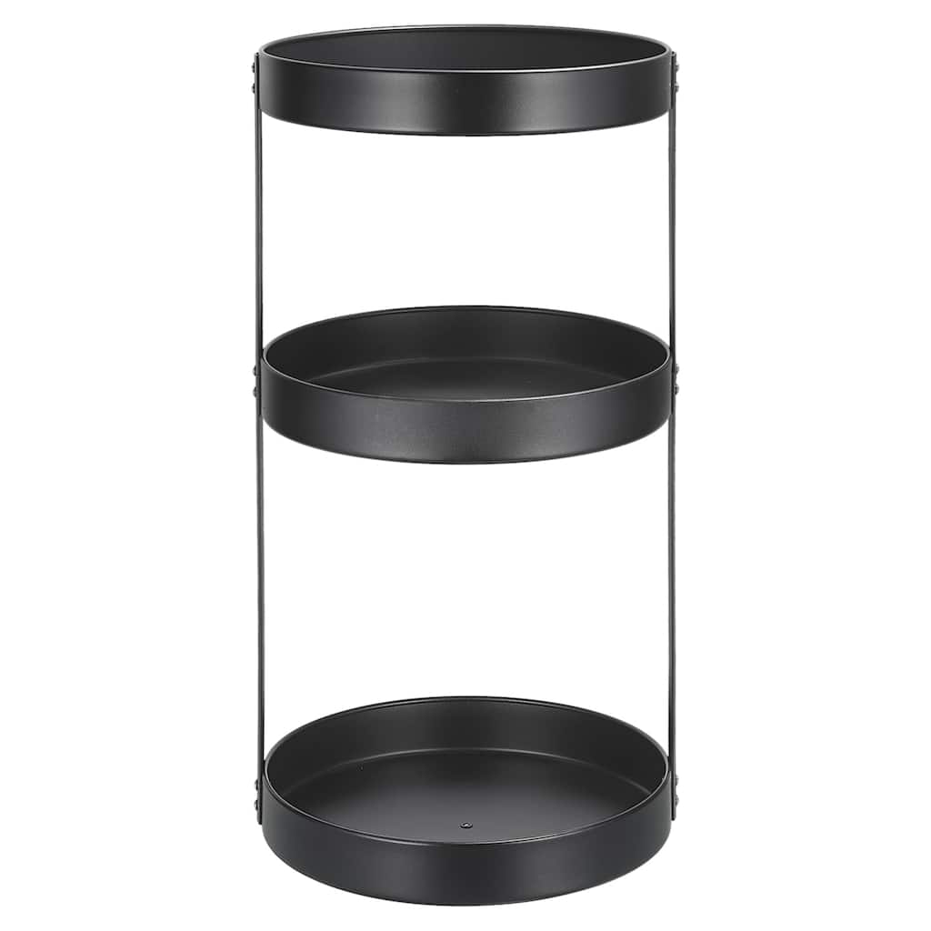 3 Tier Lazy Susan Turntable, 12inch Metal Spice Rack Organizer for Countertop - Black