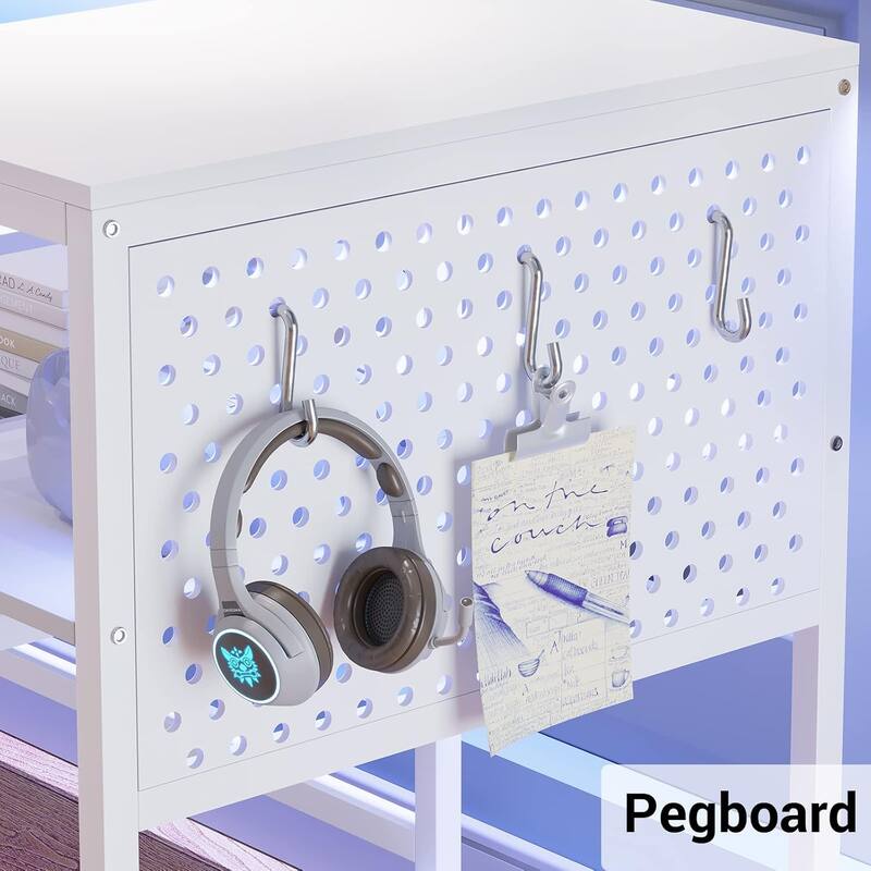 Reversible Computer Desk with Keyboard Tray & Pegboard & Storage Bag