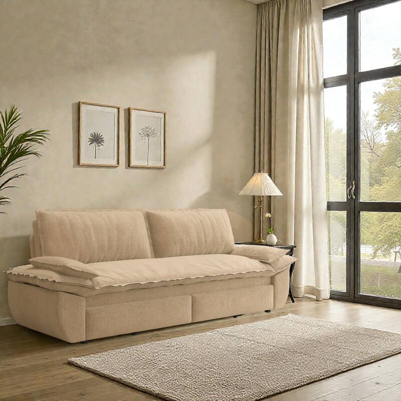 73.2" Pull Out Sofa Bed, 3-in-1 Convertible Queen Sleeper Sofa, Velvet Loveseat Couch for Living Room Bedroom