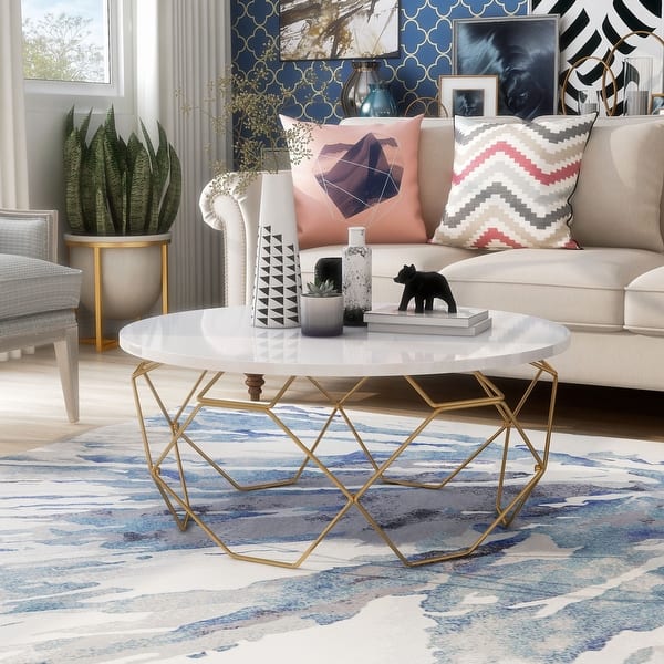 Shop Furniture Of America Lavina Modern White And Gold Tone Coffee