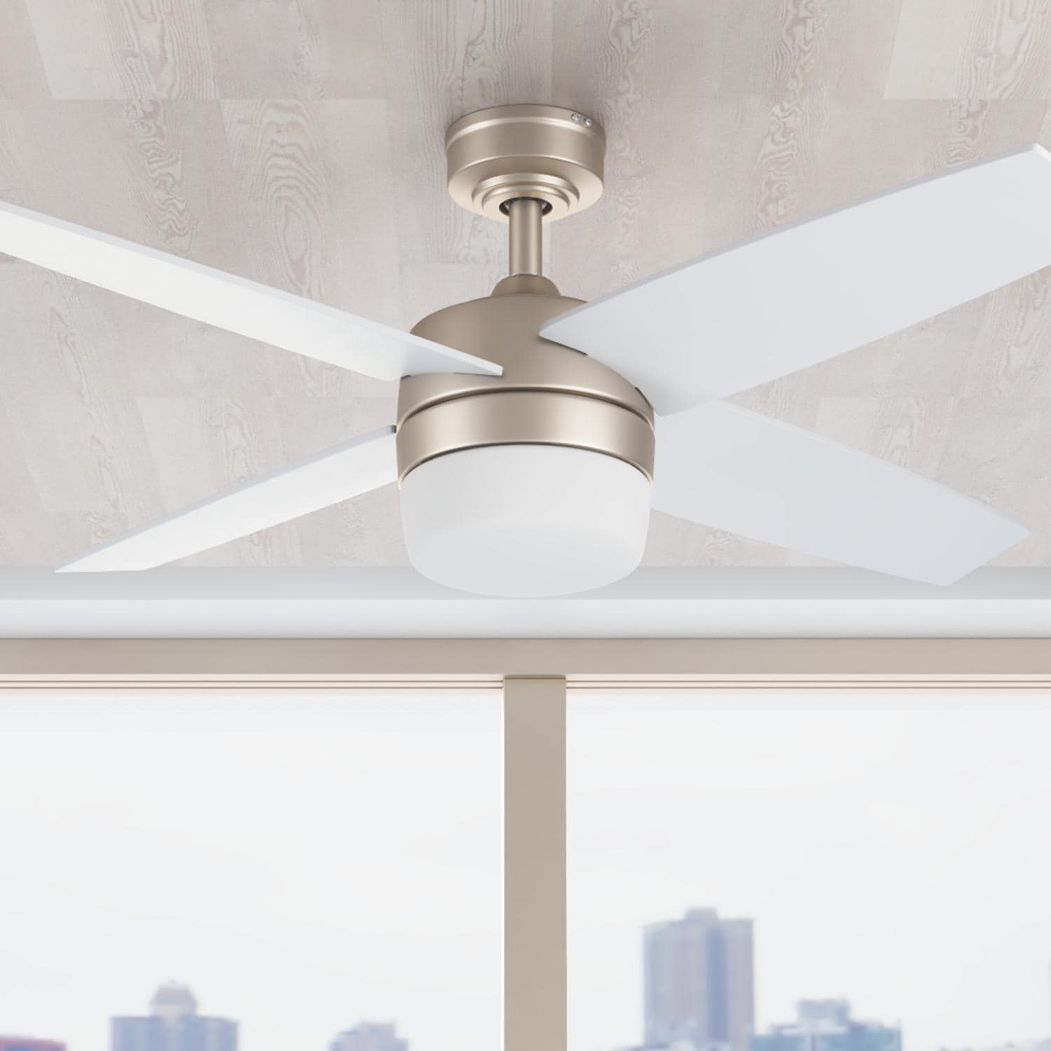 44" Prominence Home Atlas Champagne Modern Indoor LED Ceiling Fan with Light and Remote Control