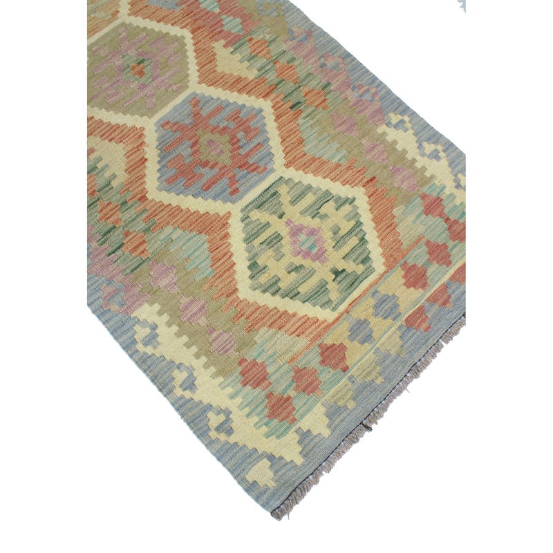 Sun Faded Flatweave Makbule Rust/Grey Runner - 2'8" x 9'11"
