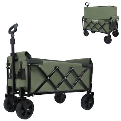 Expandable Dual-Layer Utility Wagon with 100% Extra Space - Grocery Cart for Camping, Shopping, Sports, Gardening, Fishing