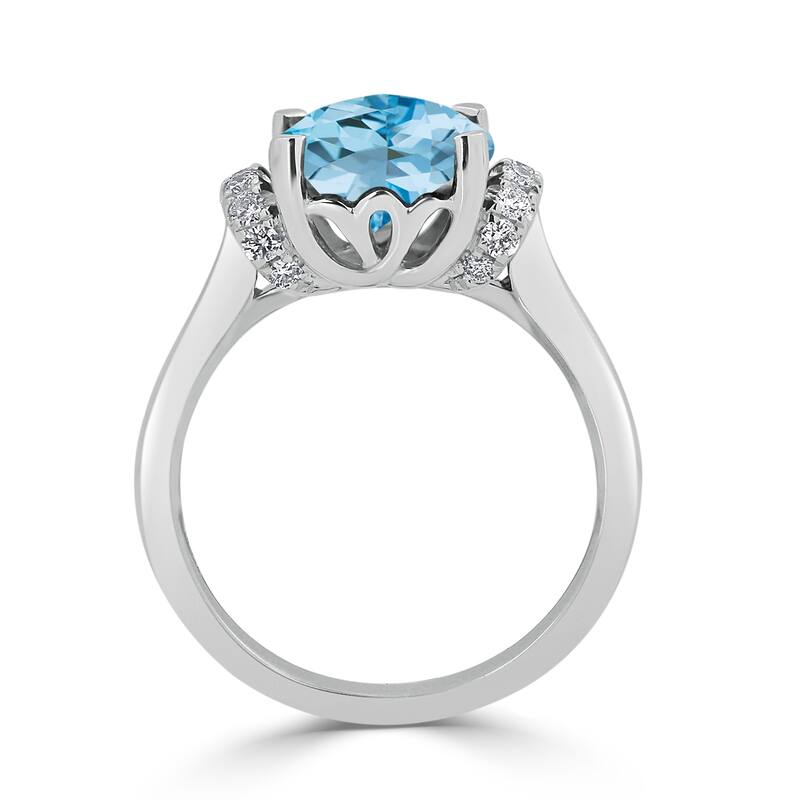 Auriya Unique 3 3/8ct Cushion-cut Sky Blue Topaz and Diamond Engagement Ring 1/5cttw 14k Gold