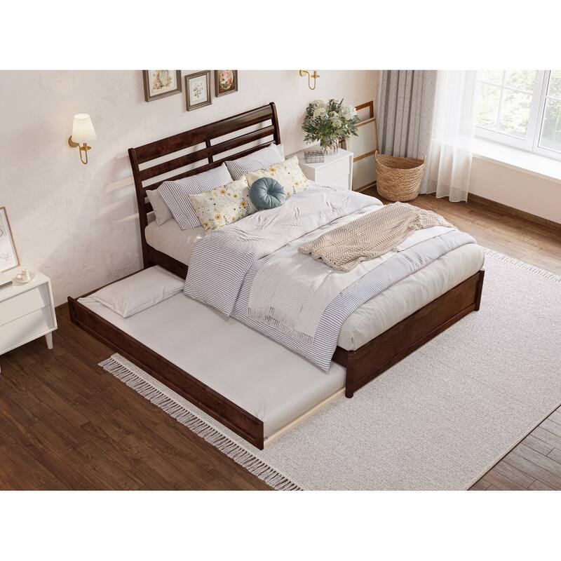 Emelie Platform Bed with Panel Footboard and Twin Trundle