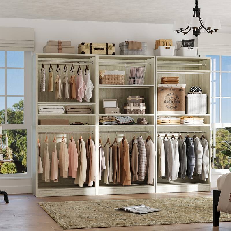 Cimly 36'' Freestanding Closet System with 2 Hanging Rods, Closet Organizer with 2 Adjustable Shelves