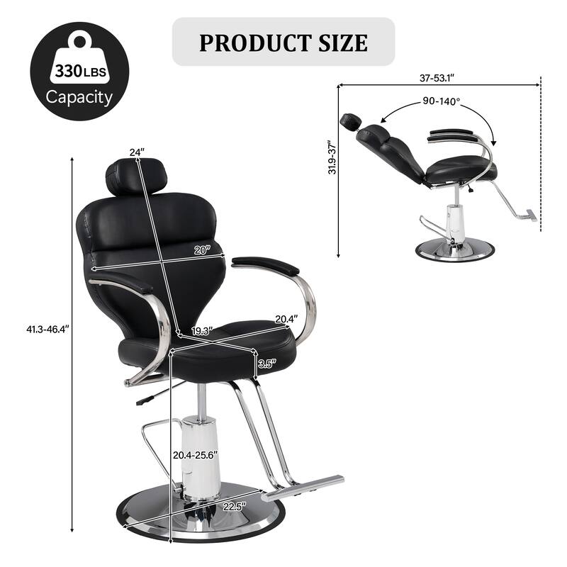Premium Reclining barber Chair Salon Chair for Hair Stylist - N/A
