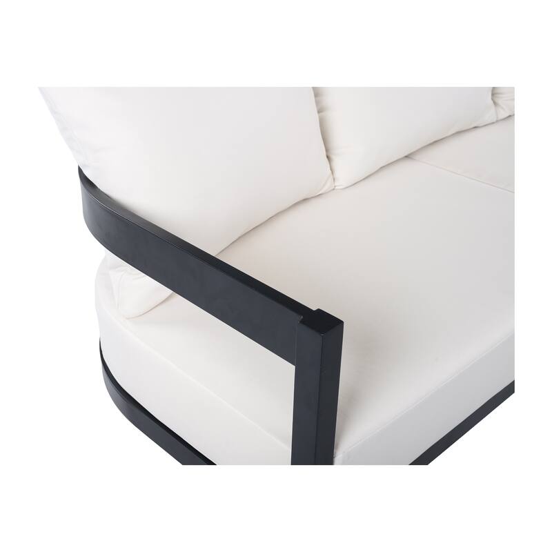 Christopher Knight Home - Modern 75.8" Outdoor Curved Patio 3-Seater Sofa with Aluminum Frame & Water-Resistant Cushions