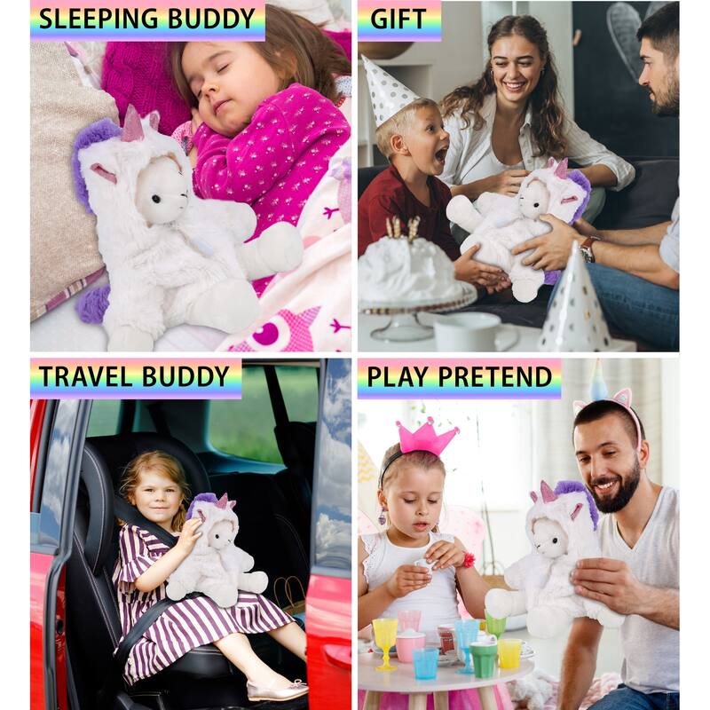 DolliBu Long Leg Lamb Unicorn Plush Stuffed Animal Toy with Outfit - 10.5 inches