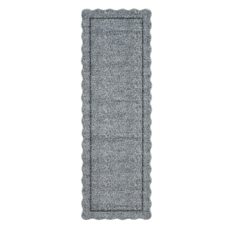Garvee Scallop Solid Washable Area Rug