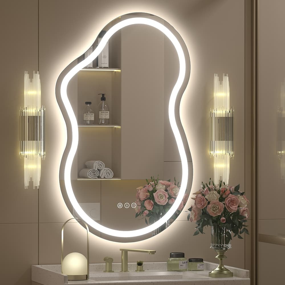 UL Certified Irregular LED Anti-fog Cloud-shaped Wall Bathroom Vanity Mirror