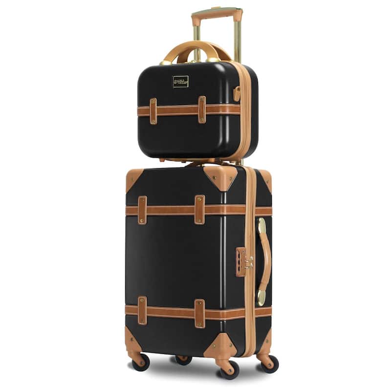 World Traveler VentureX 2-Pc Spinner Vintage Style Luggage - Black