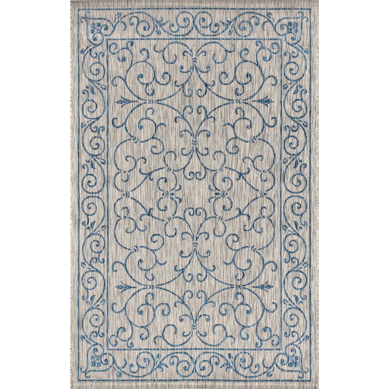 JONATHAN Y Filigree Textured Weave Indoor/Outdoor Area Rug - 3 X 5 - Gray/Navy