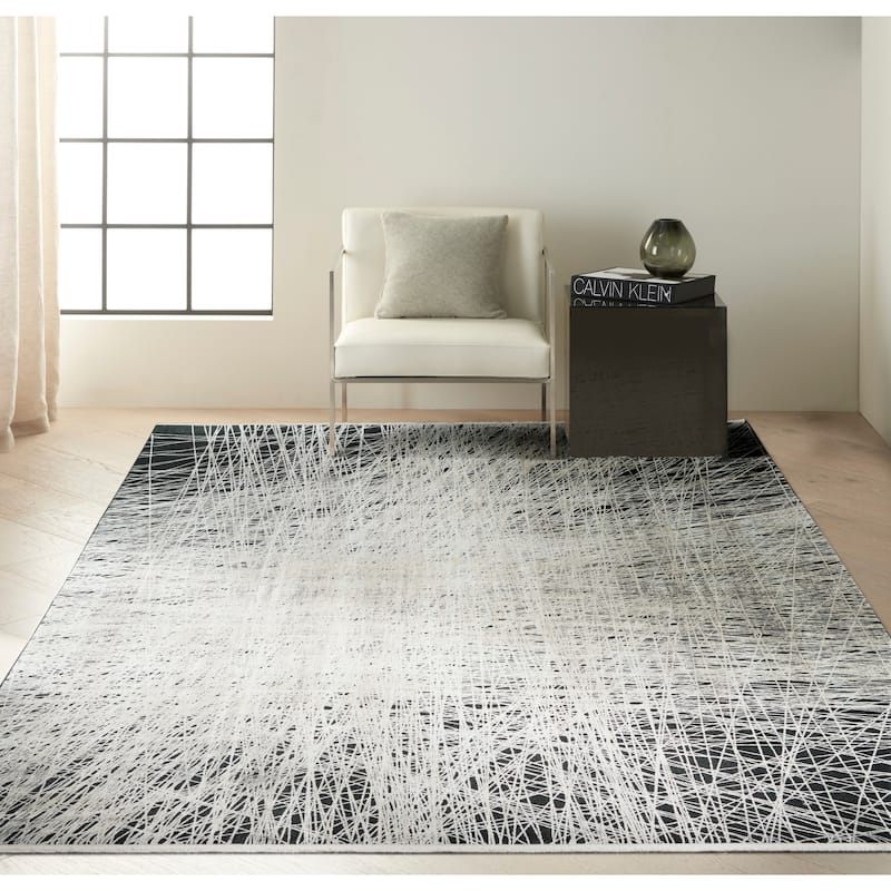 Calvin Klein Balian Abstract Black/Silver Area Rug