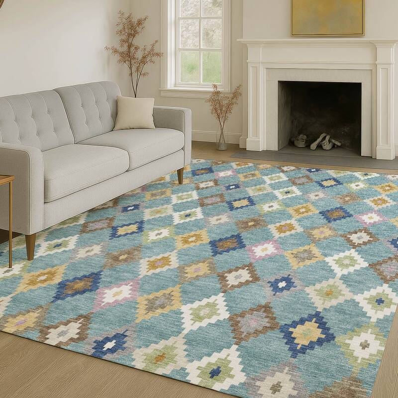 Machine Washable Indoor/ Outdoor Global Ahmet Chantille Rug